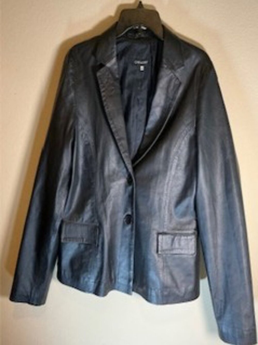 Gregory Brasil Black Leather Blazer Jacket • Size 44 • Vintage 2004